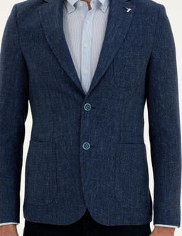 Lacivert Slim Fit Y_n Keten Kar___ml_ Ceket
