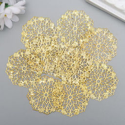 Цена за 10 шт. Декоративный элемент "Узор", цвет золото d-3,5