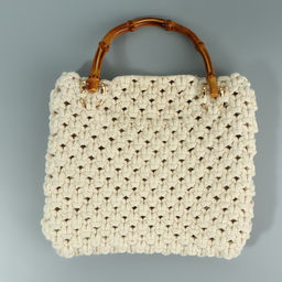 Ручка для сумки, бамбук, с полукольцами, 13.5×10.5 см, цвет бежевый/золотой