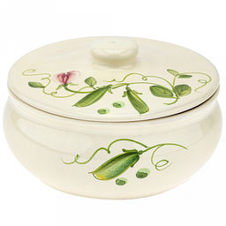 Пельменница керамическая "Малая" 1,25л, д19см, h12см, "Горошек", с крышкой (Россия)