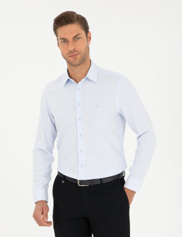 Рубашка Pierre Cardin Slim Fit светло-голубая с длинным рукавом