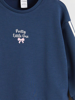 Bisiklet Yaka Bask?l? K?z ?ocuk Sweatshirt