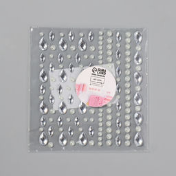 Цена за 4 шт. Стразы и жемчуг самоклеящиеся «Ассорти», фигурные, 120 шт на листе, цвет серебряный