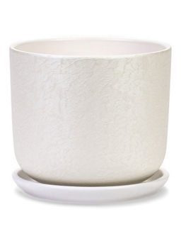 Горшок цветочный с поддоном 3 л, d18/h15,5 см белый керамика, "Перл" (М)