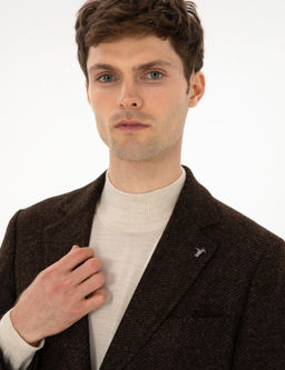 Kahverengi Slim Fit Y_n Kar___ml_ Flanel G_r_n_ml_ Ceket - Cacharel фото 2