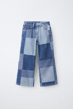 JEANS WIDE LEG PATCHWORK / Azul