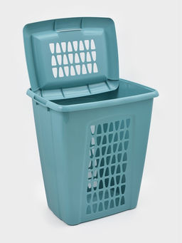 Корзина для белья с крышкой «Молетта», 60 л, 47.9×36.9×55 см, прямоугольная, бирюзовая