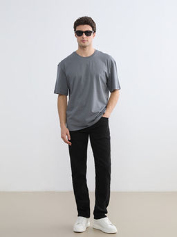 Bisiklet Yaka Bask?l? Penye Erkek Ti??rt