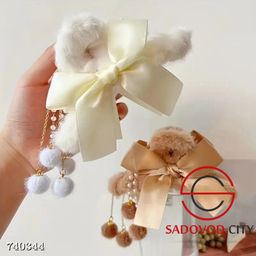 Крабик для волос с бантом и перламутровыми бусинами - Bruno фото 2