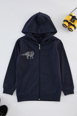 K?rm?z? Erkek Cocuk Bask?l? Kapusonlu Fermuarl? Orme H?rka TKDAW25HI00003 - Trendyolmilla фото 5