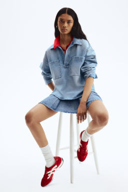 Camisa denim oversize con dise?o popover - H&m фото 2