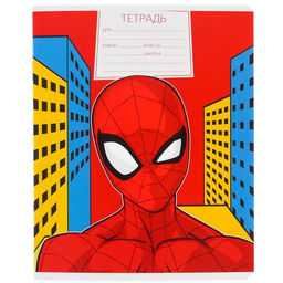 Цена за 10 шт. Тетрадь 12 листов, линейка, Человек-паук 5 видов МИКС - Marvel фото 15
