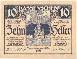 Банкнота 10 геллеров 1920 года Австрия  город Трайскирхен (Нотгельд)