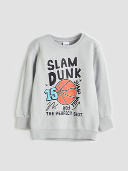 Bask?l? Erkek ?ocuk Sweatshirt ve E?ofman Alt 2li