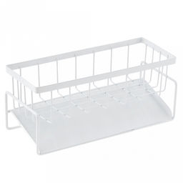Подставка для губок и моющего средства, тряпок металлическая "Порядок" 23х9х10см, настольная, со сливным поддоном, окрашенная, белый, в коробке (Китай)