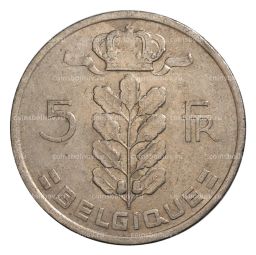 5 франков 1974 года Бельгия  Надпись на французском (BELGIQUE)