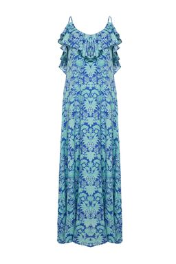 TRENDYOLMILLA Siyah Maxi Dokuma Volanl? Plaj Elbisesi TBESS19WY0004 фото 19