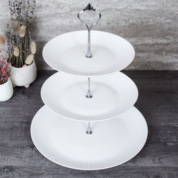 Ваза для фруктов 3-х ярусная Евро белая, арт. DPG-3/LYGP75/85/105 (White), 716603