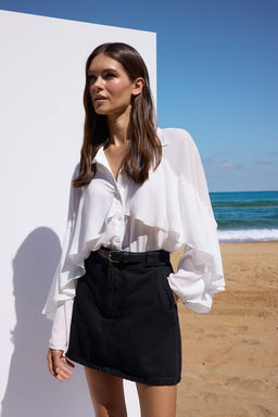 Trendyolmilla Wardrobe Essentials Siyah More Sustainable Kemer Detayl? Denim Etek TWOAW26ET00027