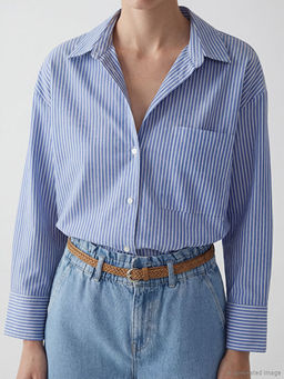 ?izgili Oversize Oxford Kad?n G?mlek