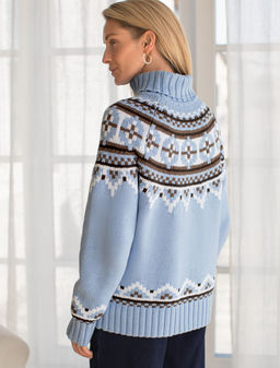 Свитер фактурной вязки из хлопка с акрилом - Vilatte фото 3