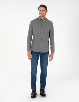 Gri Slim Fit Uzun Kollu G_mlek