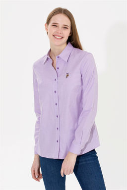 Женская сиреневая базовая рубашка с длинным рукавом - U.s. polo assn фото 10