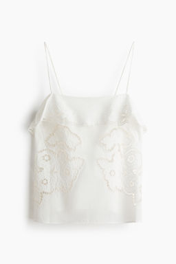 Top de tirantes espagueti con bordado ingl?s