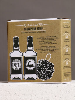 Подарочный набор «Крутой мужик», гель для душа, шампунь для волос и мочалка, 2×250