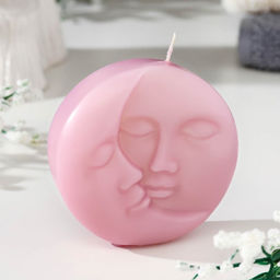 Свеча фигурная "Солнце и луна", 6х1,5 см, розовая