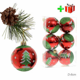 Елочные шары 6 штук 6 см / HX-068 /уп 120/ - Галеонтрейд фото 2