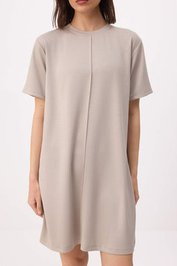 Tas Yumusac?k Nervurlu Shift/Duz Kesim Mini Orme Elbise TWOSS25EL00778