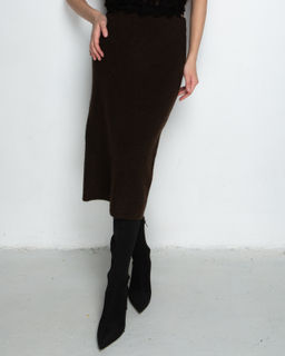 Юбка из пуха яка 07035 темно-коричневая