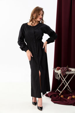 Платье NIKVA н942-1 чёрный+серая клетка  фото 2