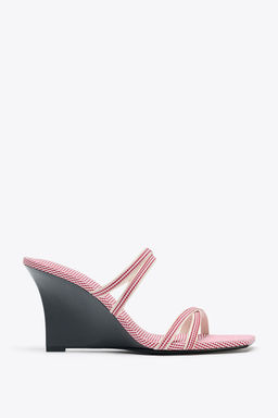 CHECK STRAPPY WEDGES - Zara фото 3