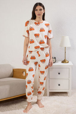 Trendyolmilla Kad?n Couple/Cift Siyah %100 Pamuklu Ay?c?kl? Orme Pijama Tak?m? THMSS21PT0195  фото 2