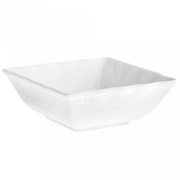 "Русь" Салатник фарфоровый 550мл, 14,3х14,3х5,5см, квадратный, белый, рельефный декор, волнистый край (Китай)