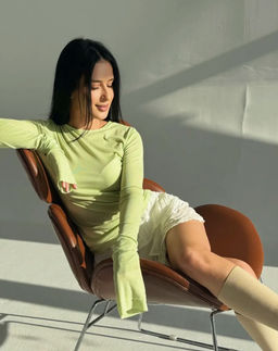 K12732 Лонгслив OVER SIZE прозрачный ЛАЙМ