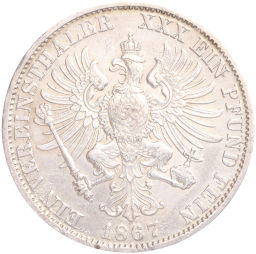 Монета 1 союзный талер 1867 года A Пруссия