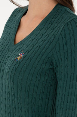 Женский темно-зеленый базовый свитер Неожиданная скидка в корзине - U.s. polo assn фото 7