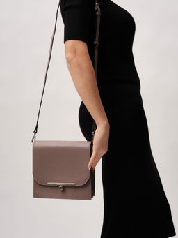 Кожаная сумка Deboro 30281 розово-серый