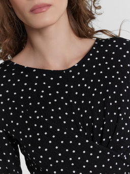 Платье женское черное в горошек черно -белый горох 152680