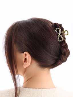 Цена за 6 шт. Крабик для волос «Кэли», бант, 5 см, золото