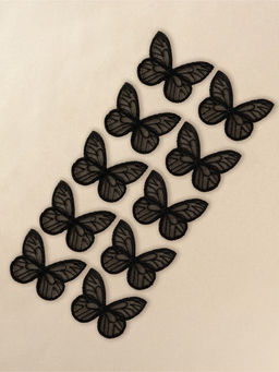 Цена за 2 шт. Аппликация для одежды «Бабочка», текстильная, 3.5×4 см, 10 шт., чёрная