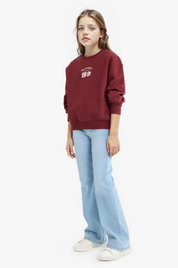 Relax Fit Bisiklet Yaka Bask_l_ __i Yumu_ak T_yl_ Sweatshirt K_z _ocuk - Defacto фото 2