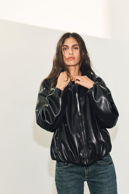 LEATHER EFFECT BOMBER JACKET - Zara фото 9