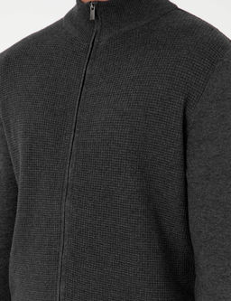Gri Melanj Slim Fit Fermuarl_ Triko H_rka