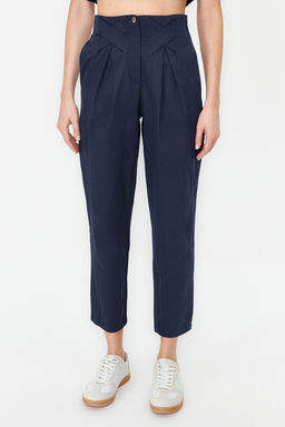 Lacivert Pamuklu Havuc Kal?p Serit Detayl? Dokuma Pantolon TWOAW22PL0342