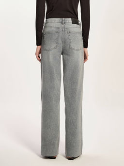 CONTE CON-785 Джинсы wide leg ULTRA-LONG серого цвета c необработанным краем grey