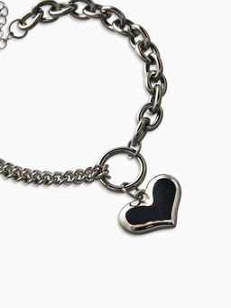 Браслет металл «Цепь» сердце объёмное, цвет серебро, L=18 см